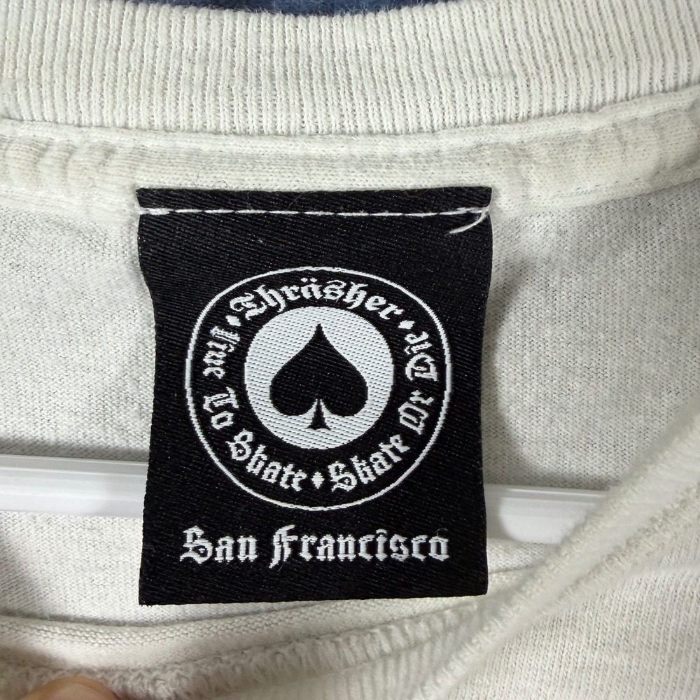 Thrasher Magazine Flame Logo Graphic T-Shirt White Skateboarding Mens Large - Picture 6 of 7